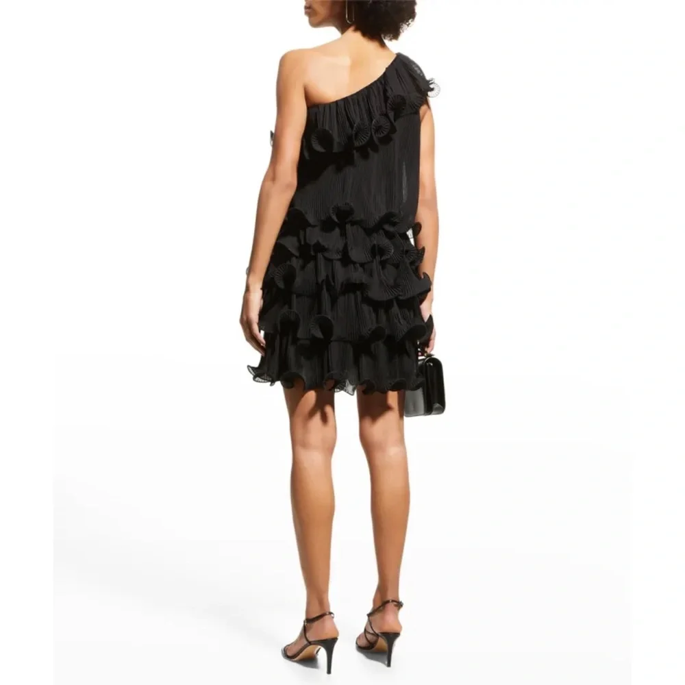 Milly Black Layered Ruffle Mini Dress - Picture 3 of 8